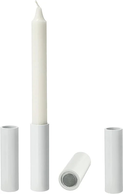 Besuche den Spetebo-Store Magnet Stabkerzen Halter 4er Set je 10 cm - weiß, groß - Metall Tafelkerzen Ständer magnetisch - Deko Festtags Stab Tafel Kerzen Advents Leuchter — Advent und Tisch