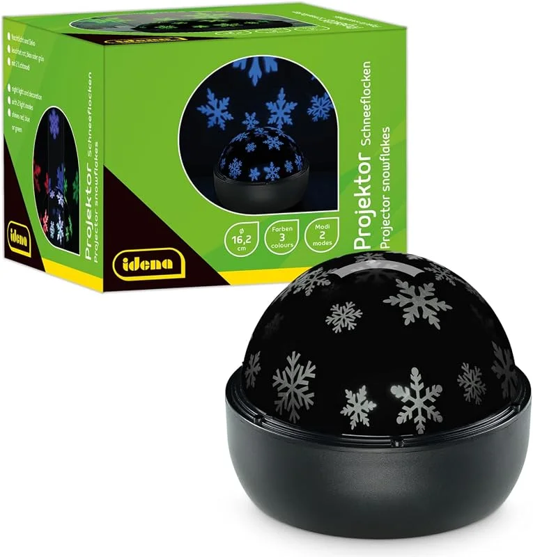 Besuche den Idena-Store Idena 50146 - LED Projektor Schneeflocken, leuchtet in den Farben Rot, Grün und Blau, LED Sternenhimmel Projektor mit 2 Modi, für Innen, batteriebetrieben, ca. 16, 2 x 13 cm — Weihnachtsbeleuchtung