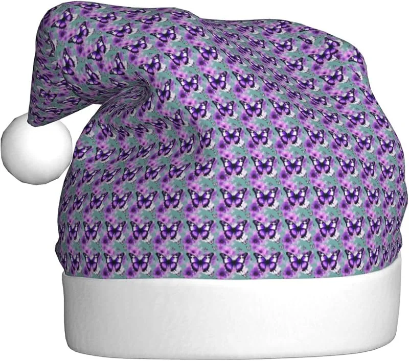 Marke: Tamiger Weihnachtsmützen mit violettem Schmetterlings-Aufdruck, saisonal — Weihnachtsmode