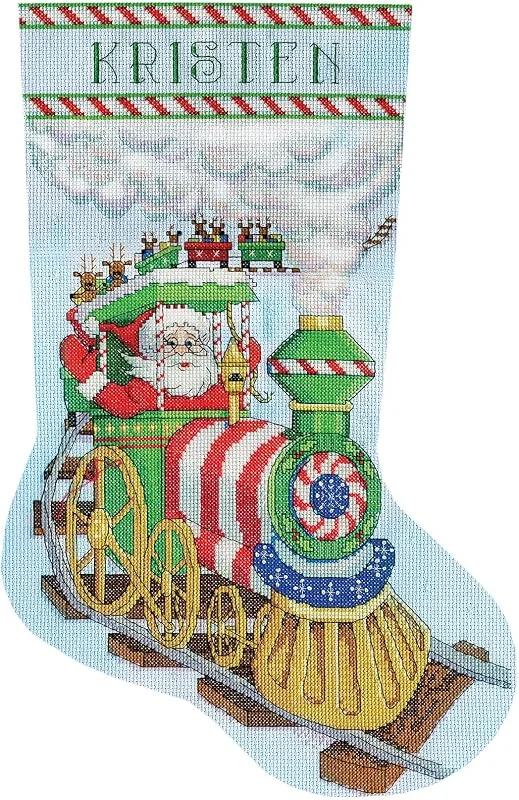Marke: Design Works Design Works Crafts Kreuzstich Stickpackung Weihnachtsstrumpf Zug des Weihnachtsmanns, Zählmuster — Weihnachtsdeko