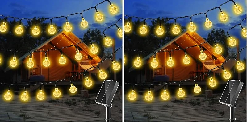 Besuche den Ollny-Store Ollny Solar Lichterkette Aussen wetterfest 8M 60 LED Warmweiß (Packung mit 2) — Weihnachtsbeleuchtung