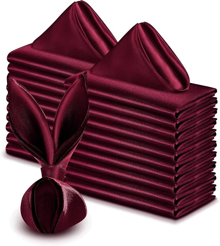 Marke: VACVELT VACVELT 50 Stück burgunderrote Satin-Servietten, 43.2x43.2 cm, Hochzeitsservietten, dekorative elegante Abendessen-Servietten, quadratische Tischservietten, Dekoration, Bankett, Abschlussfeier — Küche & Haushalt