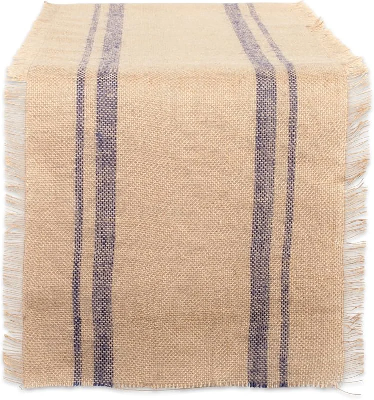 Marke: DII DII Jute-Kollektion Küchentischplatte, Doppelstreifen, Blau, 14x72 — Küche & Haushalt