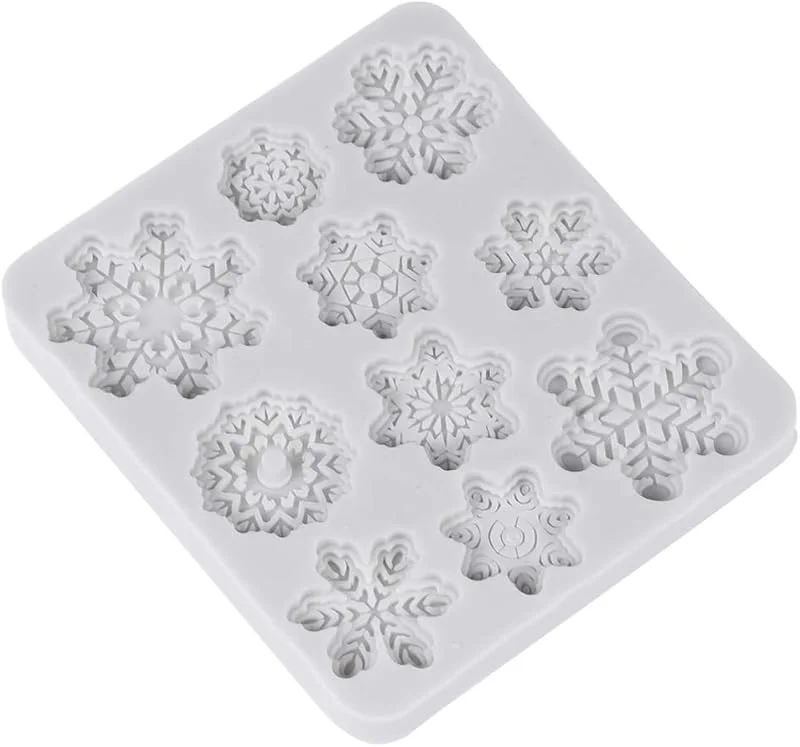 Marke: Trjgtas Trjgtas Weihnachten Schneeflocke Silikonform 10 Mulden Pralinenform Fondant Kuchen Backform for Jelly Gummy Soap Desserts Schmuckherstellung — Weihnachtskueche