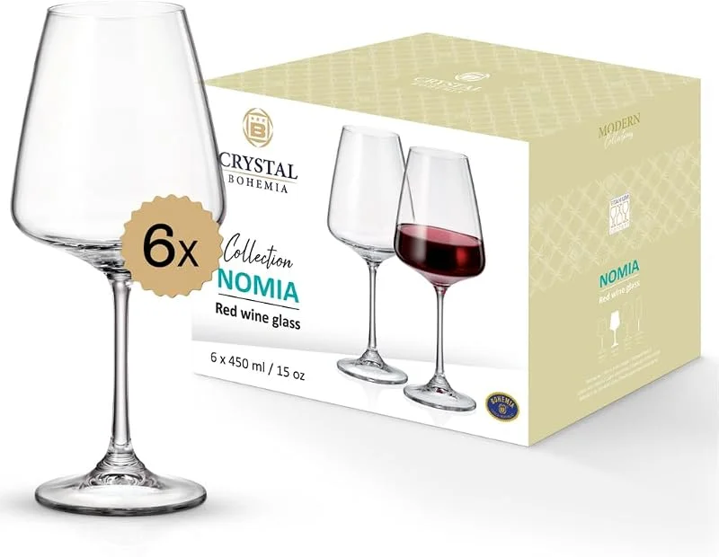 Besuche den CRYSTAL BOHEMIA-Store CRYSTAL BOHEMIA Rotweingläser - 6er Set, je 450 ml, spülmaschinenfest, kratzfest & stoßfest - Moderne Kristallgläser für Cabernet, Merlot & Pinot Noir - Ideal für Dinner, Verkostungen & als Geschenk — Wein und Festtafel