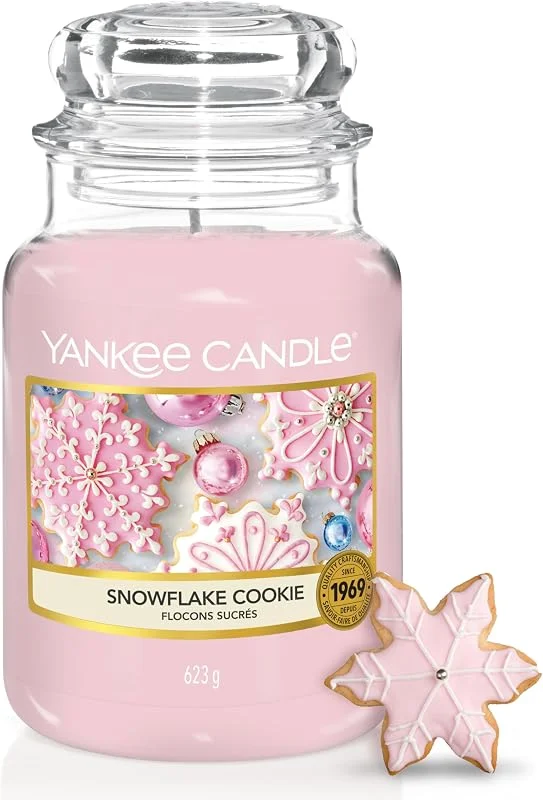 Besuche den Yankee Candle-Store Yankee Candle Duftkerze im Glas (groß), Snowflake Cookie, Brenndauer bis zu 150 Stunden — Kerzenlicht Abendessen