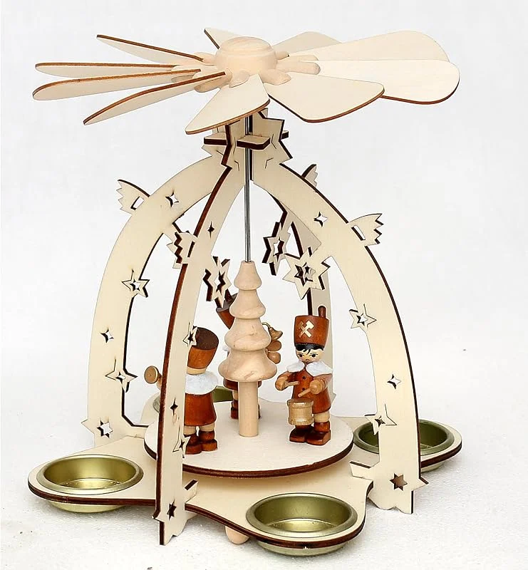 Besuche den Dekohelden24-Store Holz Pyramide mit Bergmannsfiguren, für 4 Teelichte geeignet, ca. 23 cm — Weihnachtsdeko