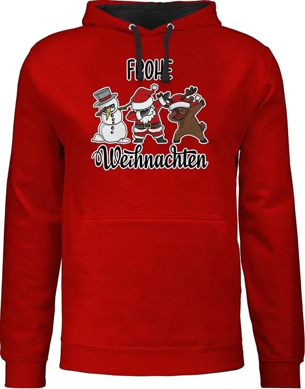 Besuche den Shirtracer-Store Shirtracer - Pullover Herren Frauen Hoodie Kontrast zweifarbig - Damen - Frohe Weihnachten Dabbing I Weihnachtsmotiv — Weihnachtsmode