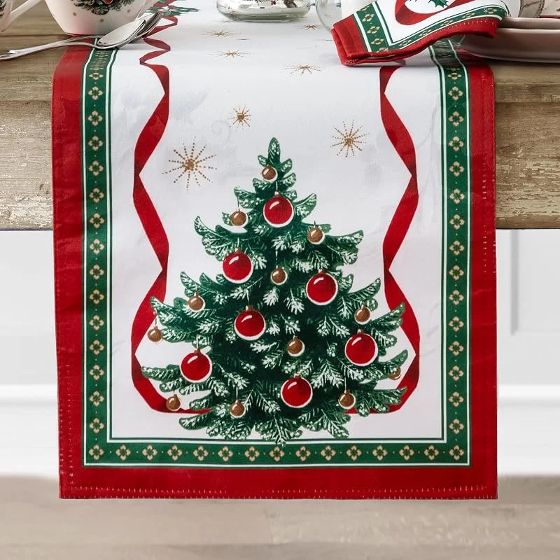Marke: Elrene Elrene Home Fashions Villeroy & Boch Toy's Delight Weihnachtstischläufer, Festliche Tischdekoration, 33 x 178 cm — Küche & Haushalt
