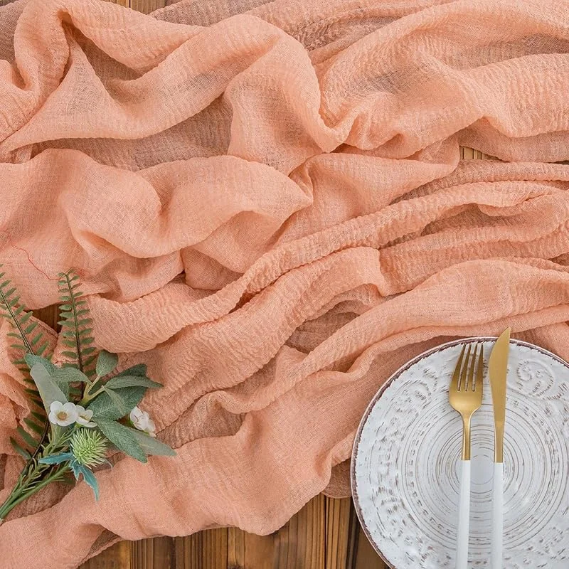 Besuche den AOKSUNOVA-Store AOKSUNOVA Käsetuch Tischläufer Musselin Hochzeit Dekostoff Apricot — Küche & Haushalt