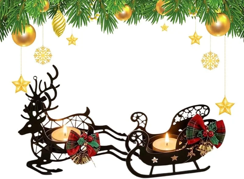 Marke: Generisch Weihnachts-Kerzenhalter aus Metall mit Elch — Advent und Tisch