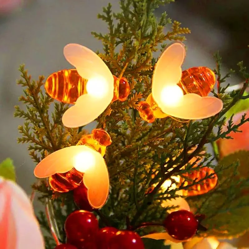 Marke: MUCHER MUCHER Solar Biene Lichterkette Außen 50 LED 9.5M 8 Modi Warmweiß — Weihnachtsbeleuchtung