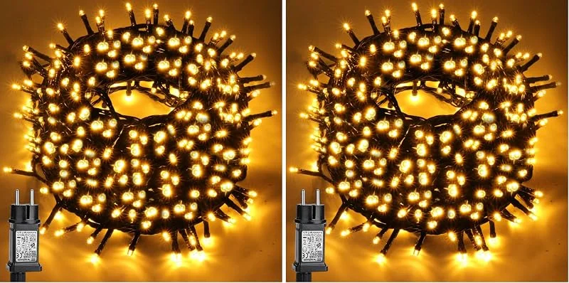 Marke: VSTKEN LED Lichterkette Außen 30M, 300 Warmweiße LEDs, 8 Modi mit Speicherfunktion, IP44 Wasserdicht, Weihnachtsbeleuchtung für Innen & Außen, Balkon, Garten, Party (Packung mit 2)