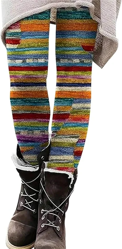 Marke: Generisch Leggings Damen Hose Lang High Waist Bunte Leggings Damen Bunt Winter Pyjamahose Gedruckt Bequeme Yogahose Skinny Thermo Bauchkontrolle Jogginghose Freizeithose Elastische Bleistifthose Haushose — Weihnachtsmode