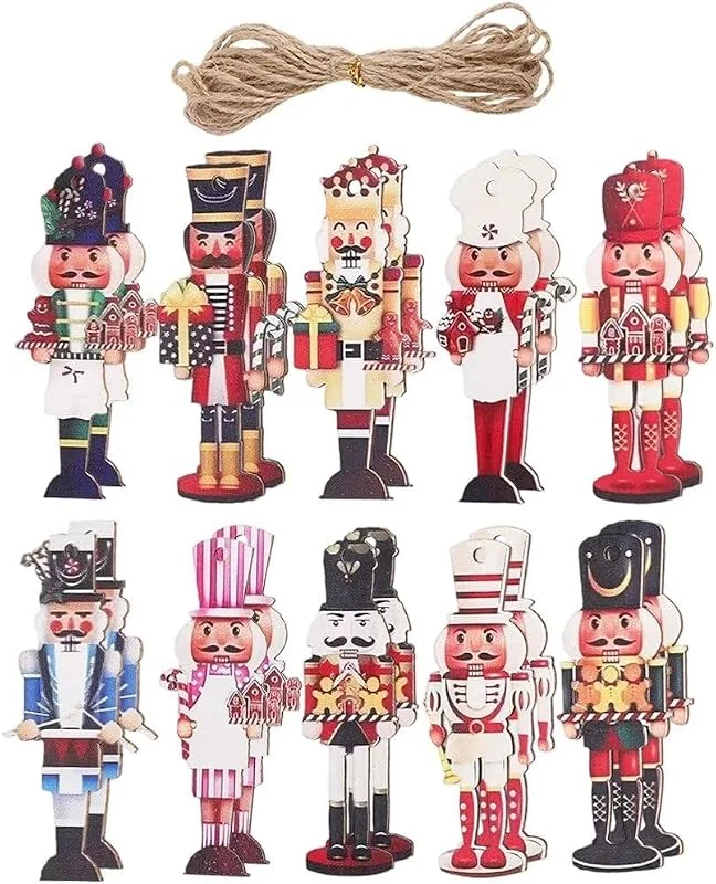 Marke: Ymxygz 20 Stück Weihnachtsschmuck, Flacher Nussknacker-Soldat Aus Holz, Weihnachtsbaum-Dekoration Zum Aufhängen, Nussknacker-Figuren-anhänger Für Weihnachtsbäume, Kamin — Weihnachtsdeko