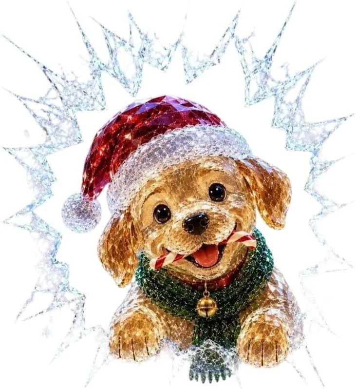 Marke: SiSinkal Glitzernde Weihnachtsaufkleber Kristall 50x40cm Selbstklebend(Canines) — Geschenkverpackung