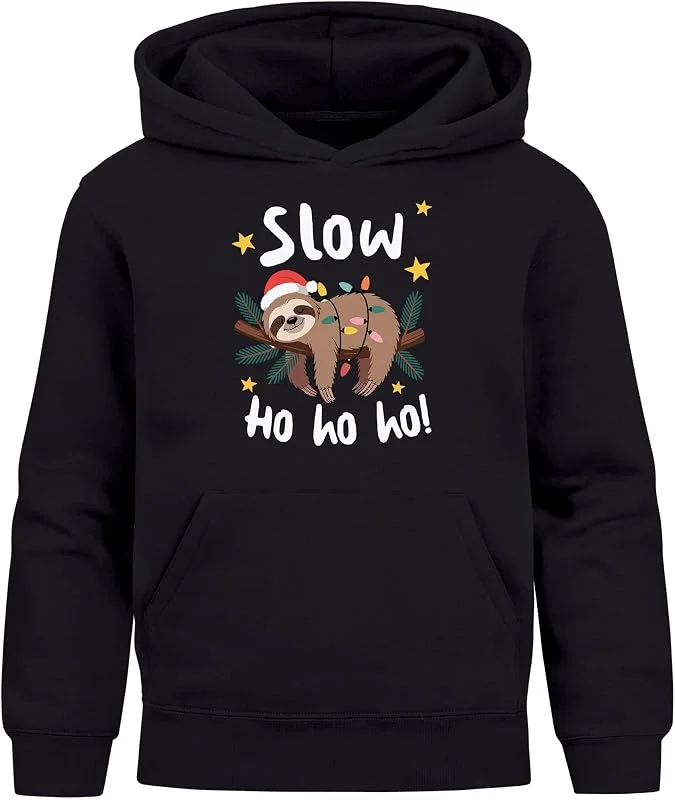 Besuche den MoonWorks-Store MoonWorks® Kinder Hoodie Weihnachtspullover Faultier Spruch Slow Ho Jungen Mädchen Weihnachtsoutfit Kinder — Weihnachtsmode