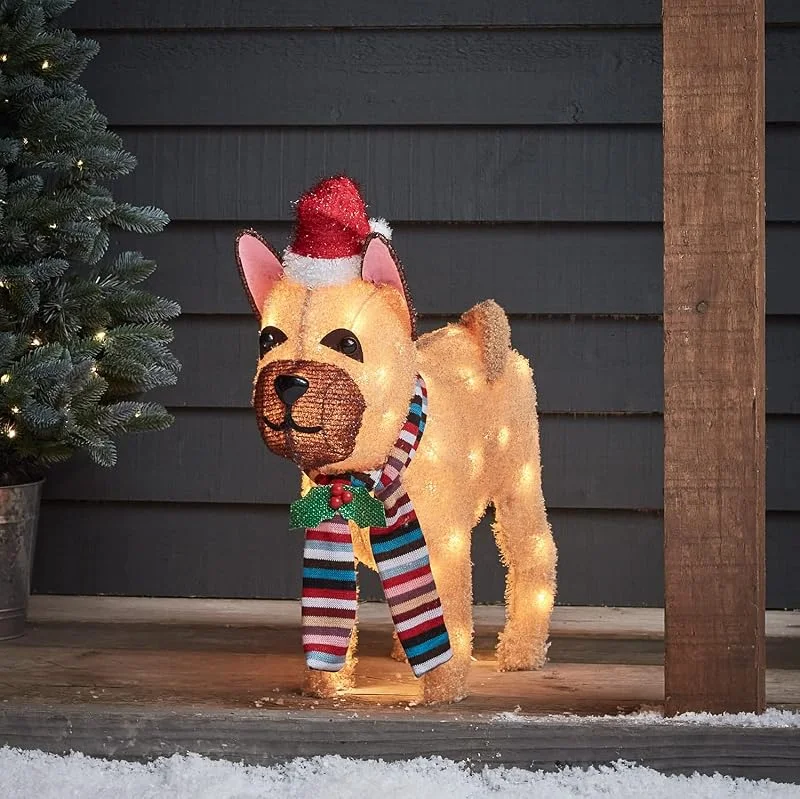 Besuche den Lights4fun-Store Lights4fun 50er LED Französische Bulldogge Weihnachtsfigur Weihnachtsbeleuchtung Außen mit Timer — Weihnachtsdeko