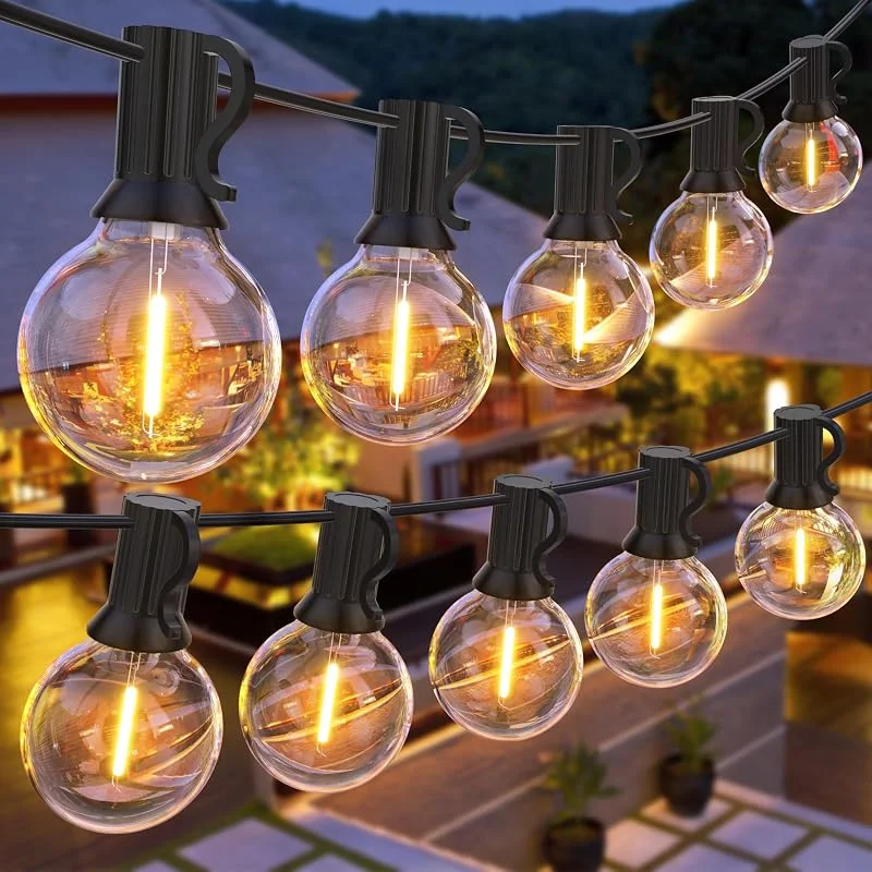 Besuche den GPATIO-Store GPATIO Lichterkette Outdoor Außen LED Strom, 30M Lichterketten mit 52 Bulbs — Weihnachtsbeleuchtung