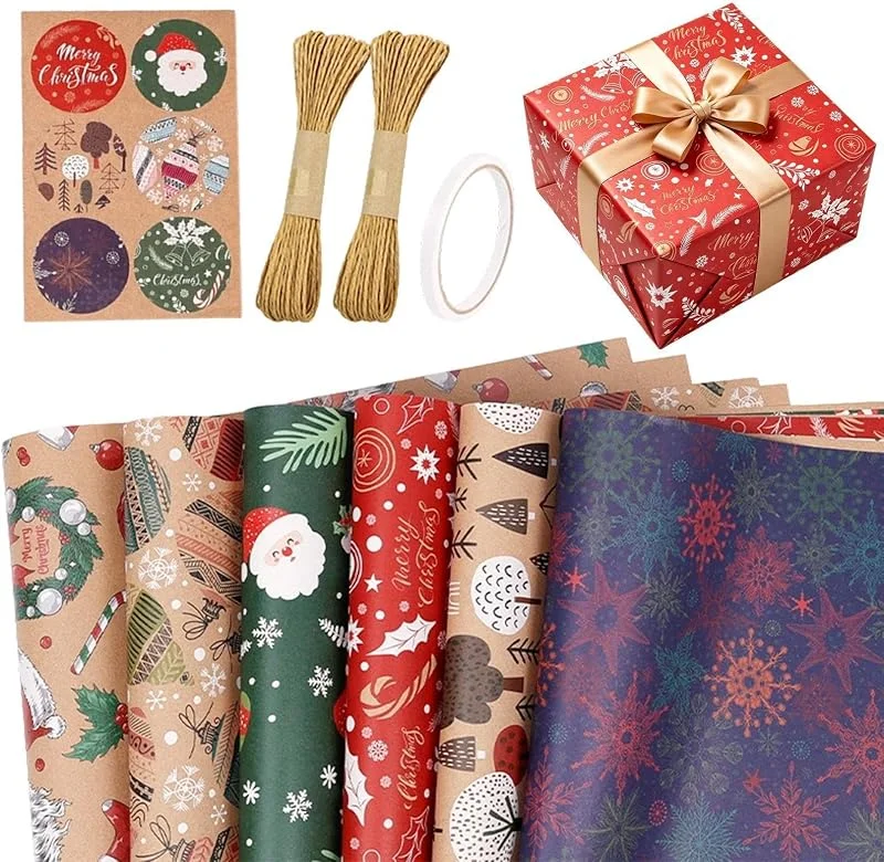 Marke: Generisch Weihnachts-Geschenkpapier – 6 Rollen Feiertagsgeschenkpapier — Geschenkverpackung
