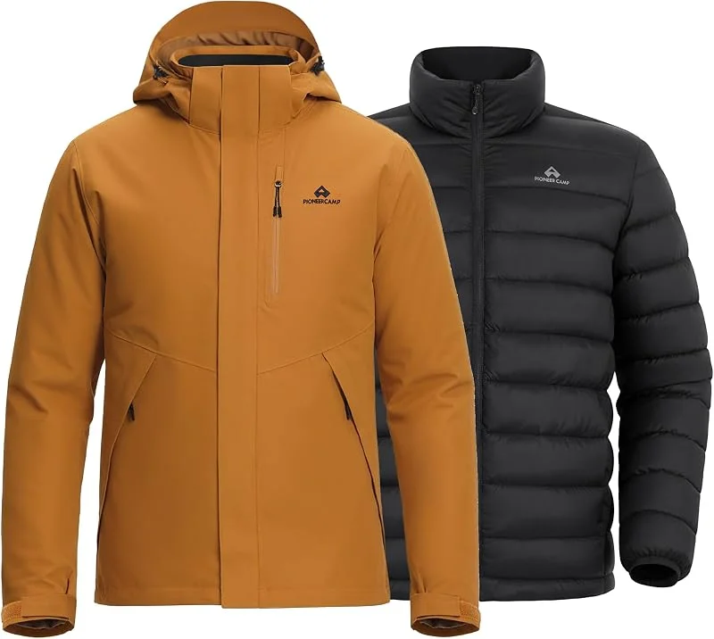 Besuche den Pioneer Camp-Store Pioneer Camp 3 in 1 jacke herren–winterjacke skijacke herren fleecejacke, Wasserdichtes, kratzfestes und abriebfestes Material, mit Kapuze, Stehkragen und fleecegefütterter Innenjacke — Heizkleidung