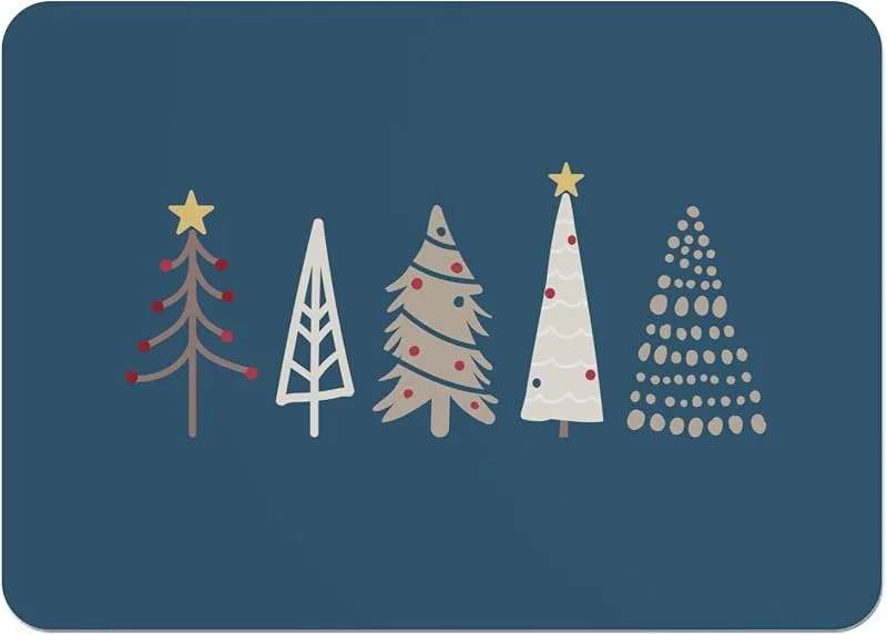 Marke: Fabulous Set von flexiblen Tischsets aus Kork Untersetzer Blau - Weihnachtsbäume Winter Geschenk Weihnachtsmann - Großformat 39, 5 x 28, 5 cm — Küche & Haushalt