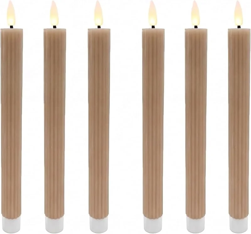 Besuche den Relaxdays-Store Relaxdays LED Stabkerzen, 6er Set, HxD 25 x 2 cm, mocha-mousse — Kerzenlicht Abendessen