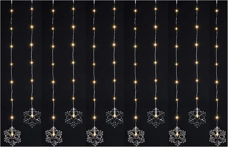 Besuche den Spetebo-Store Spetebo LED Lichtervorhang Schneeflocken - 200 cm - mit 83 LED 8 Leuchtfunktionen und Timer - Weihnachten Advent Winter Fenster Dekoration — Weihnachtsbeleuchtung