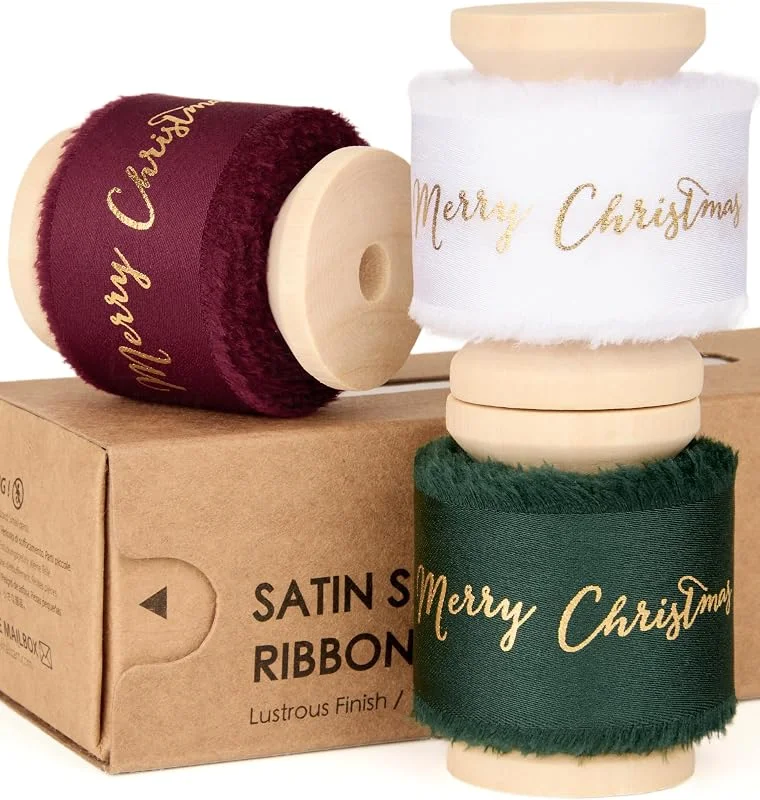 Besuche den Vitalizart-Store Vitalizart Merry Christmas Chiffon Geschenkband 2, 5 cm x 13, 7 m — Geschenkverpackung