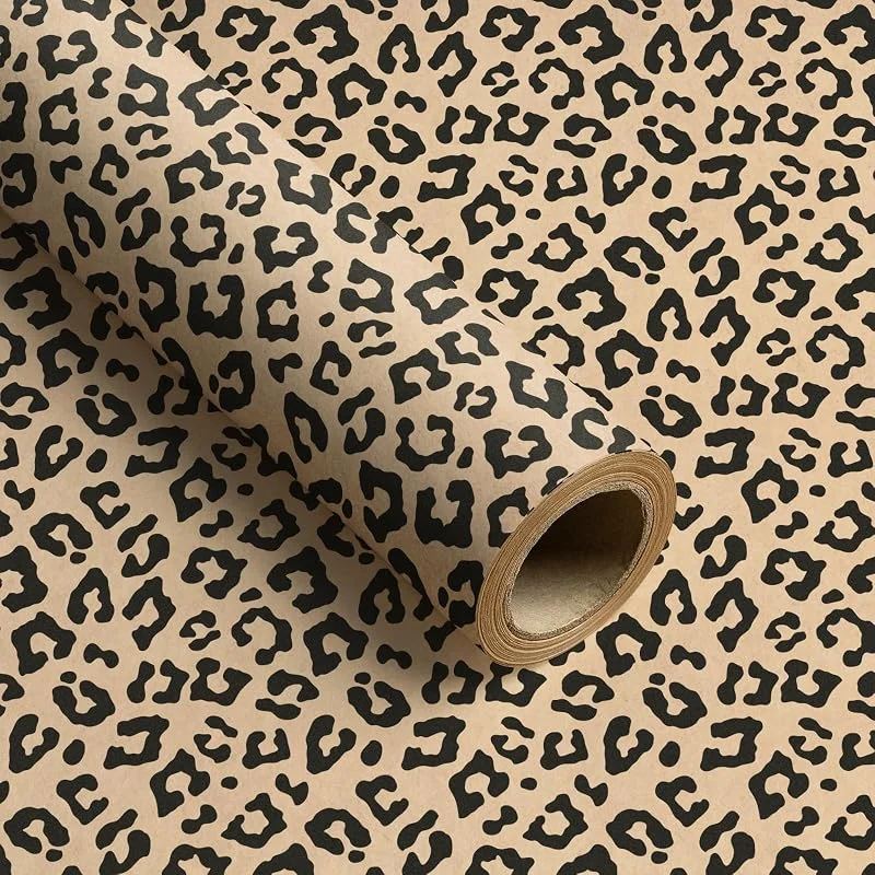 Besuche den RUSPEPA-Store RUSPEPA Kraft-Geschenkpapierrolle - Leopardenmuster Für Alle Gelegenheiten - 43 cm X 10 m — Geschenkverpackung