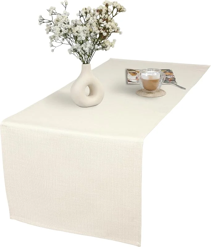 Marke: invitta Tischläufer 40x120 cm Champagner Baumwolle Polyester Mischung 230 g, m2 - Hochwertig, Elegante Leinenoptik, Fleckenschutz Cotton Tischtuch mit Lotuseffekt, Pflegeleicht, O1-P130 — Küche & Haushalt