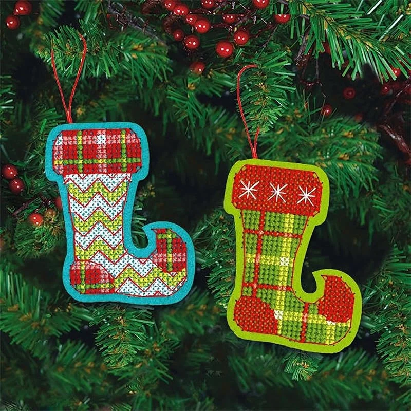 Marke: Dimensions Dimensions D72-08242 gezählter X Stitch, Ornament, Strumpf auf vorgestanztem Filz — Weihnachtsdeko