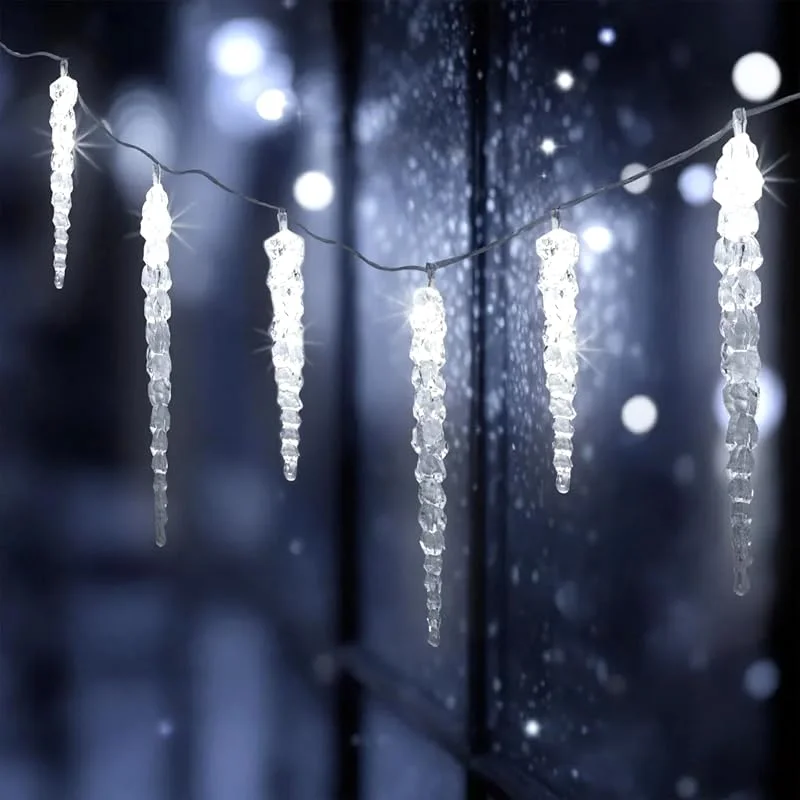 Besuche den Spetebo-Store Spetebo LED Eiszapfen Lichterkette kalt weiß mit Timer — Weihnachtsbeleuchtung