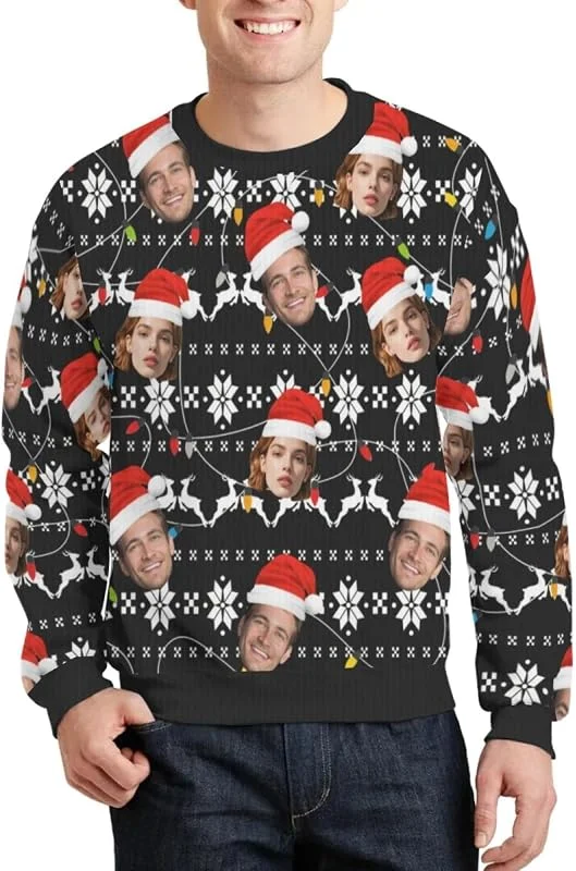 Besuche den Benutzerdefiniert-Store Personalisiert Weihnachtspullover mit Gesicht Foto Ugly Christmas Sweater — Weihnachtsmode