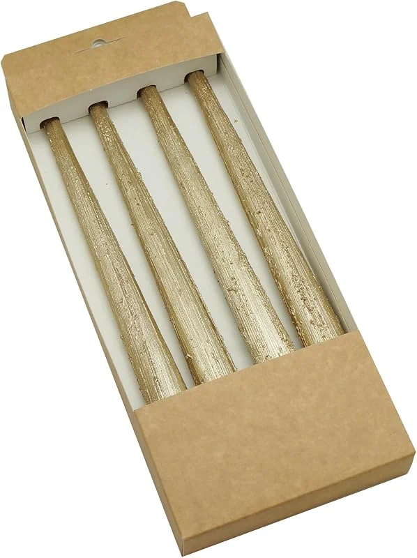 Besuche den DONAU HOME-Store SET Stabkerzen, Tafelkerzen ROMA, 4 Stück, Ø 2, 2 × 24cm, Creme, Rustikale, zur Dekoration im Wohnzimmer, Bad — Kerzenlicht Abendessen