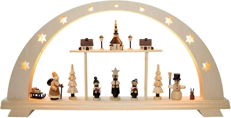 Besuche den Rudolphs Schatzkiste-Store Rudolphs Schatzkiste Schwibbogen Seiffener Weihnacht mit LED Beleuchtung BxHxT 59x29x7cm NEU Lichterbogen Fensterbogen Spitzbogen Erzgebirge Weihnachten Bergbau Bergmann Licht Holz Dekoration — Weihnachtsdeko
