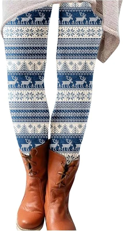 Marke: Generisch Damen Weihnachts Leggins Blickdicht Strumpfhosen Xmas Hose High Waist Weihnachtshose Stretch Freizeithosen Warm Winterhose Festliche Thermohose Thermostrumpfhose Leggings Pyjamahose Christmas Pants — Weihnachtsmode