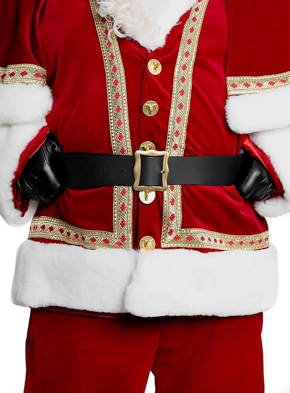 Besuche den Andracor-Store Andracor Hochwertiger breiter Weihnachtsmann Gürtel aus echtem Leder - schwarz - Deluxe-Edition - Santa Klaus Kostüm-Zubehör — Weihnachtsmode