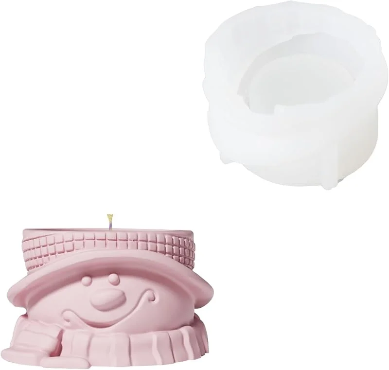 Besuche den BOOWAN NICOLE-Store SH0958 SH0959 SH0960 (SH0958) Boowan Nicole Schneemann Silikonform Teelichthalter für Beton, Beton Silikonformen Gießformen für Kerzenherstellung Weihnachten — Advent und Tisch