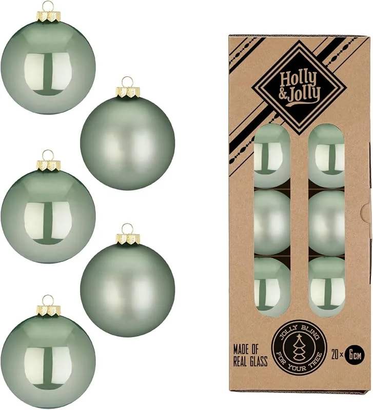 Besuche den Holly & Jolly-Store Holly & Jolly - Weihnachtskugeln Mild Sage, 20 Stück — Weihnachtsdeko