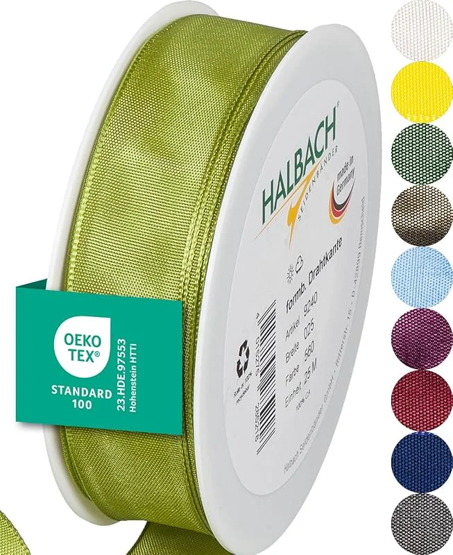 Besuche den Halbach-Store Halbach Geschenkband mit Drahtkante, 25 mm x 25 m, grün — Geschenkverpackung