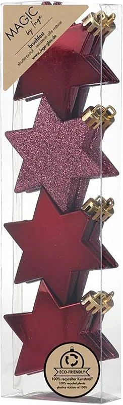 Besuche den Inge-glas-Store Inge-glas Christbaumschmuck Sterne 6cm Kunststoff 8er Set - matt & glänzend mit Glitzer - bruchsichere Christbaumkugeln für Weihnachtsbaum - Weihnachtskugeln & Weihnachtsbaumschmuck - Bordeaux Red — Weihnachtsdeko