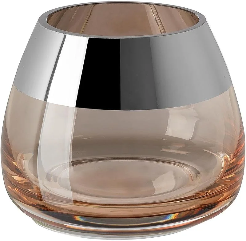 Besuche den Fink-Store FINK Teelichthalter BELLA Glas Sand mit Silberrand - H 8, 5 x Ø 11 cm — Advent und Tisch