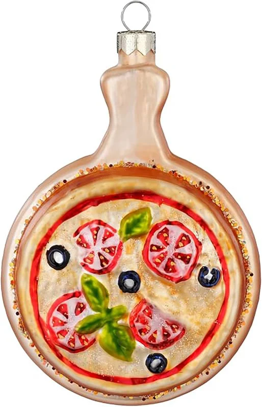 Besuche den Inge-glas-Store Christbaumschmuck Glas 10, 5cm - Pizza Figur zum Aufhängen - handbemalt - Weihnachtsbaum Anhänger für Weihnachten - Christbaumanhänger & Weihnachtsbaumschmuck - Essen Hellbraun — Weihnachtsdeko