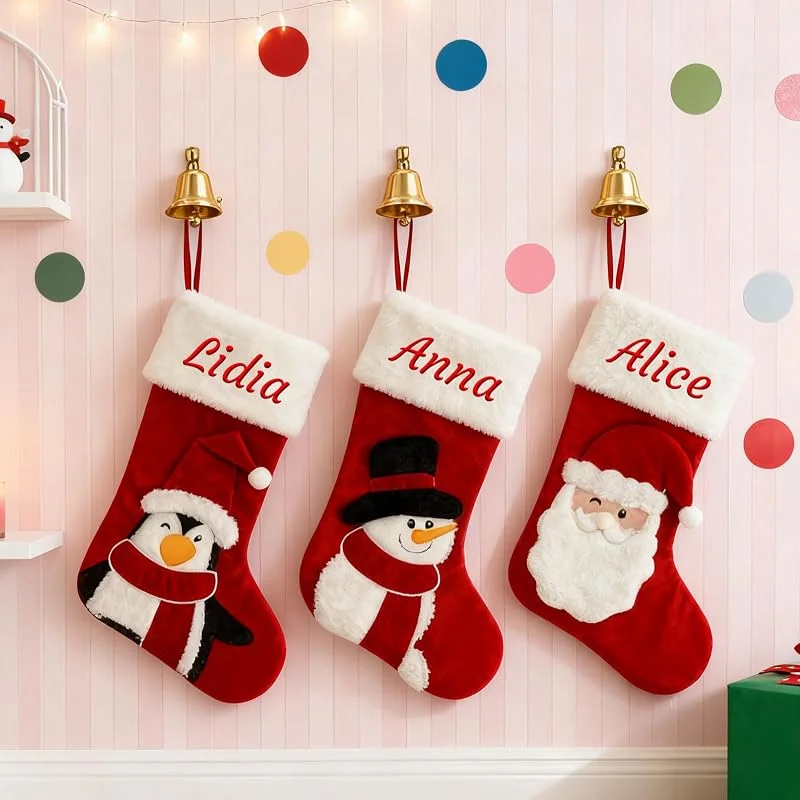 Marke: Generisch Generisch 4 PCS Personalisiert Weihnachtsstrumpf, Namensstickerei, 44 cm — Weihnachtsdeko