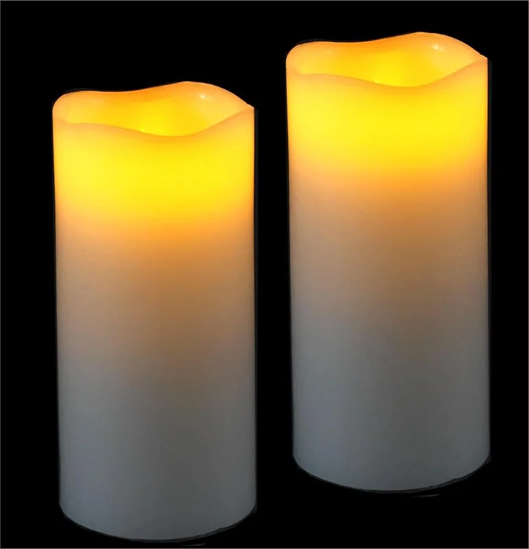 Besuche den Flair Flower-Store LED Kerzen Echtwachs 2er Set elektrische Kerze LED-Kerze flackernd Warmweiß Stimmungslicht Lichter Dekoration Stumpenkerze große Adventskerzen Adventskranz Kranz Valentinstag, 12, 5x5, 5cm — Advent und Tisch