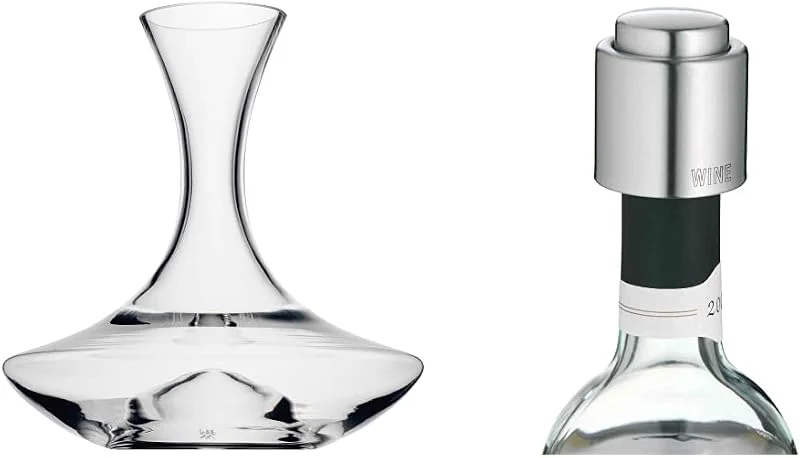 Marke: WMF WMF Weindekanter mit Hohlboden 1, 5l, Glas, Dekantierflasche für Rotwein, Weinbelüfter, pflegeleicht, formschön, edel, hochwertig & Clever&More Weinverschluss mit Aufschrift, Wein — Wein und Festtafel