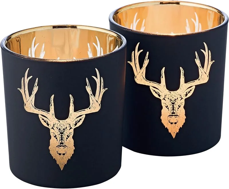 Besuche den EDZARD-Store EDZARD Teelichtglas Lio 2er-Set (Höhe 8 cm, Ø 7, 5 cm), matt schwarz — Advent und Tisch