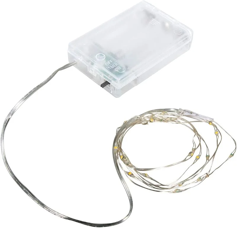 Besuche den Rayher-Store Rayher Mini LED-Lichterkette mit Draht und Timer, warmes Lichtgelb, 130 cm, 20 LED-Lämpchen, für den Innenbereich, flexibel, biegsam, batteriebetrieben, 69228159 — Weihnachtsbeleuchtung