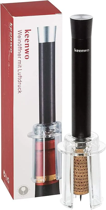 Marke: Keenwo Design Korkenzieher - Edelstahl Weinöffner mit CO2 Luftdruck für Anfänger + Profi (schwarz) — Wein und Festtafel